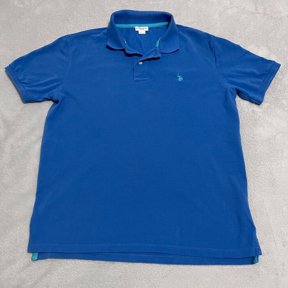 US Polo Assn. Polo Shirt Mens Large Deep Sea Blue Teal Institutional USPA